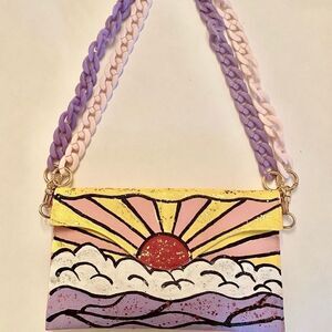 🌈 Hand Painted Anca Barbu Clutch 🌈